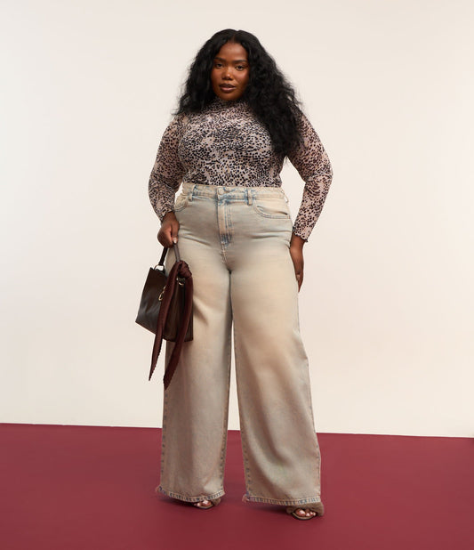 Jeans a gamba larga con orlo sfrangiato - Curve e taglie forti - Blu