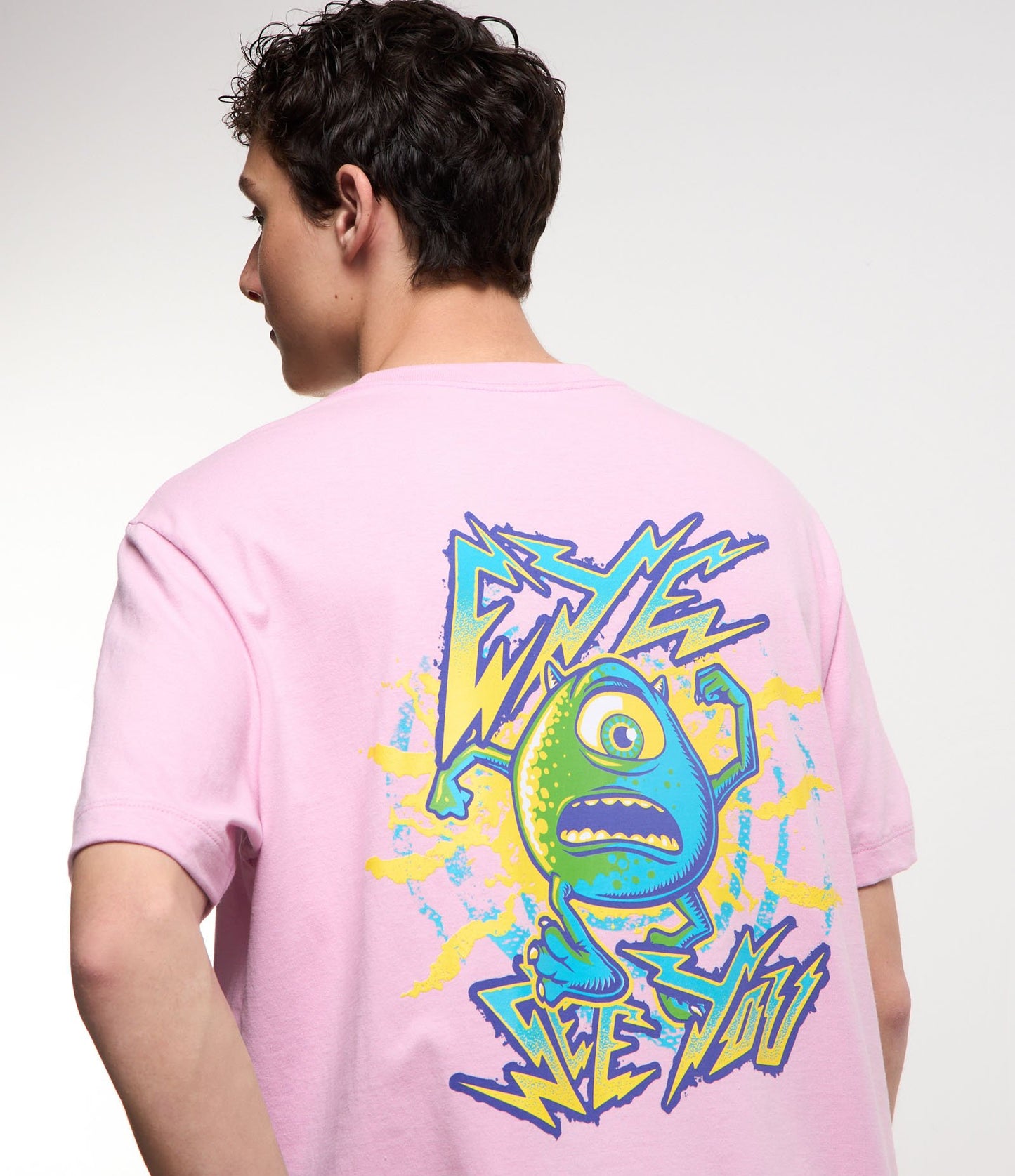 Camiseta de algodón Comfort con estampado de un monstruo rosa