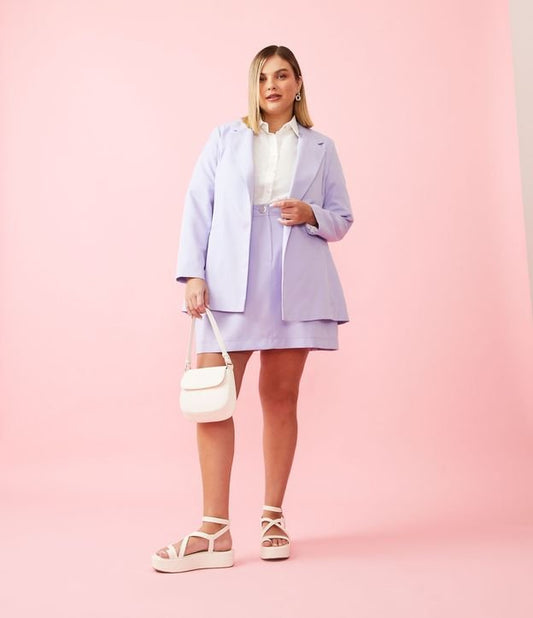 Gonna corta sartoriale lilla - Curve e taglie forti