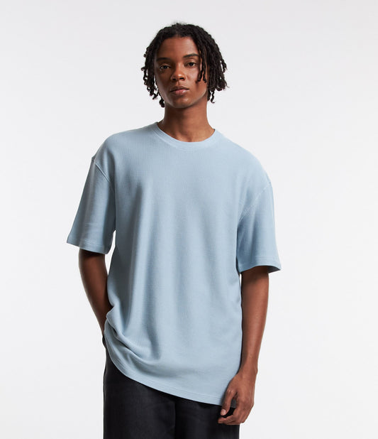 Blue Chevron Textured Cotton T-Shirt