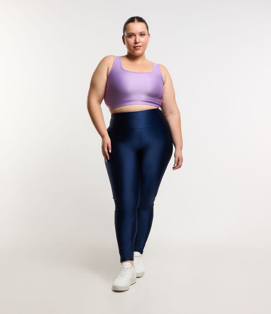 Mallas deportivas azules curvas y tallas grandes con tecnología Dry y bolsillo interior