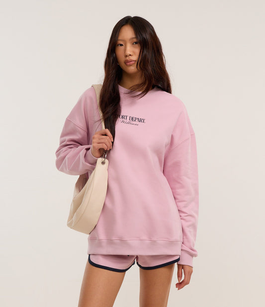 Felpa college rosa con scritta Sport Department Wellness