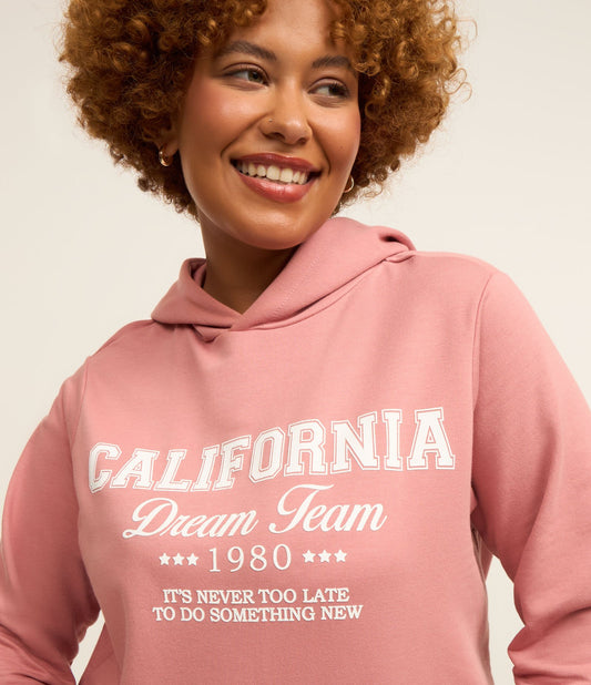 California Curve Plus Size - Giacca sportiva a canguro rosa