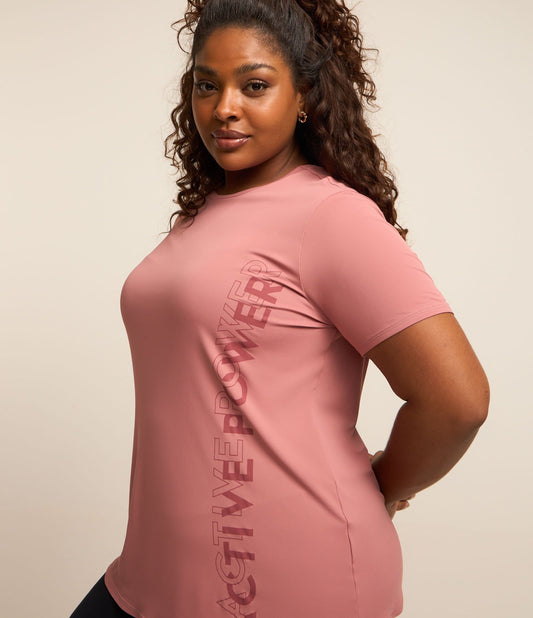Maglietta con tecnologia Dry e stampa Active, Curve e taglie forti, rosa