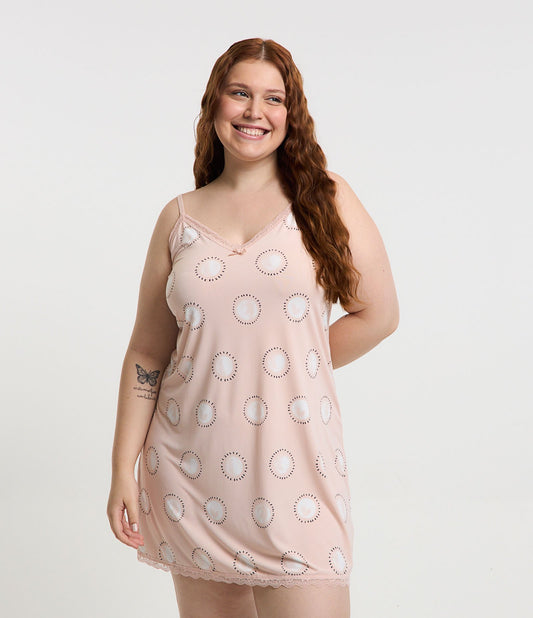Camisola com alça espaguete com estampa de bolinhas rosa claro - Curve e Plus Size