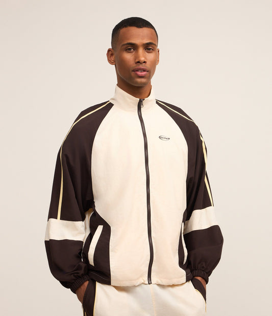 Giacca sportiva in poliammide a blocchi di colore beige/nero/marrone