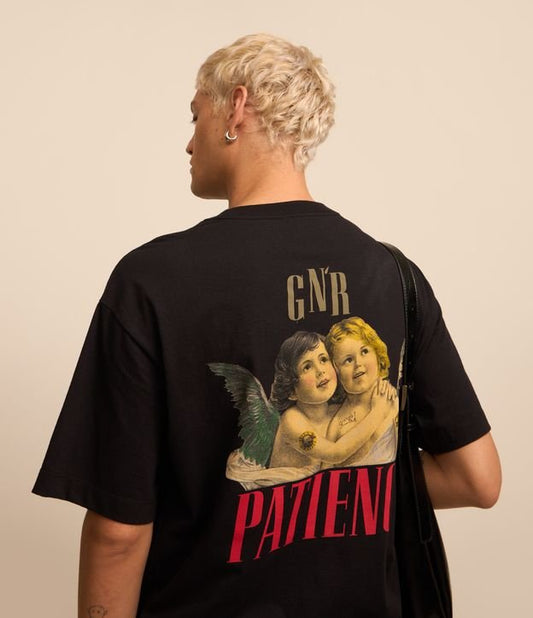 Maglietta nera in cotone con stampa Guns and Roses