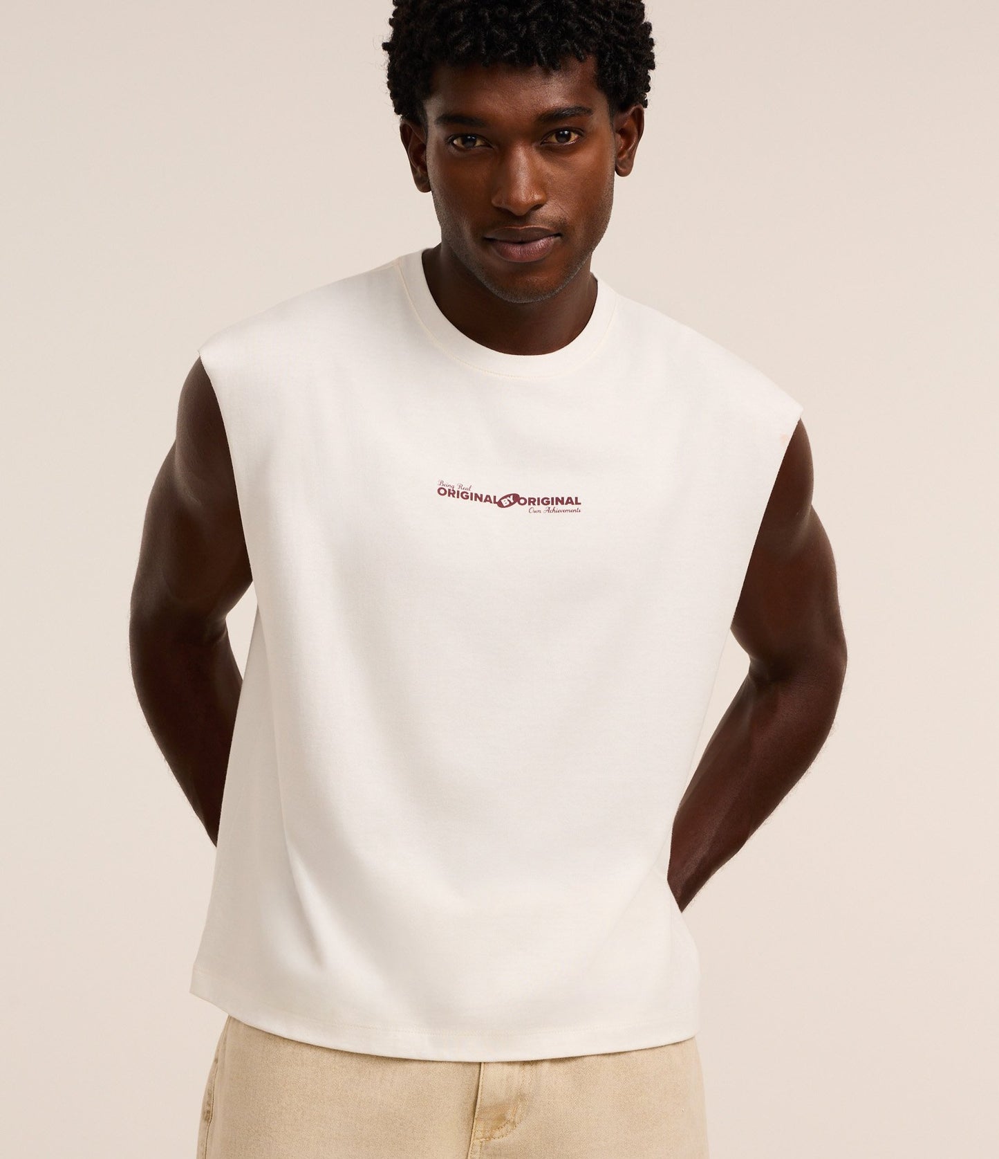 Canotta in cotone con stampa a lettere Off-White