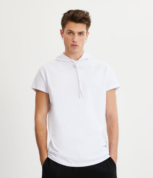 White Hoodie T-Shirt with Japanese Sleeves
