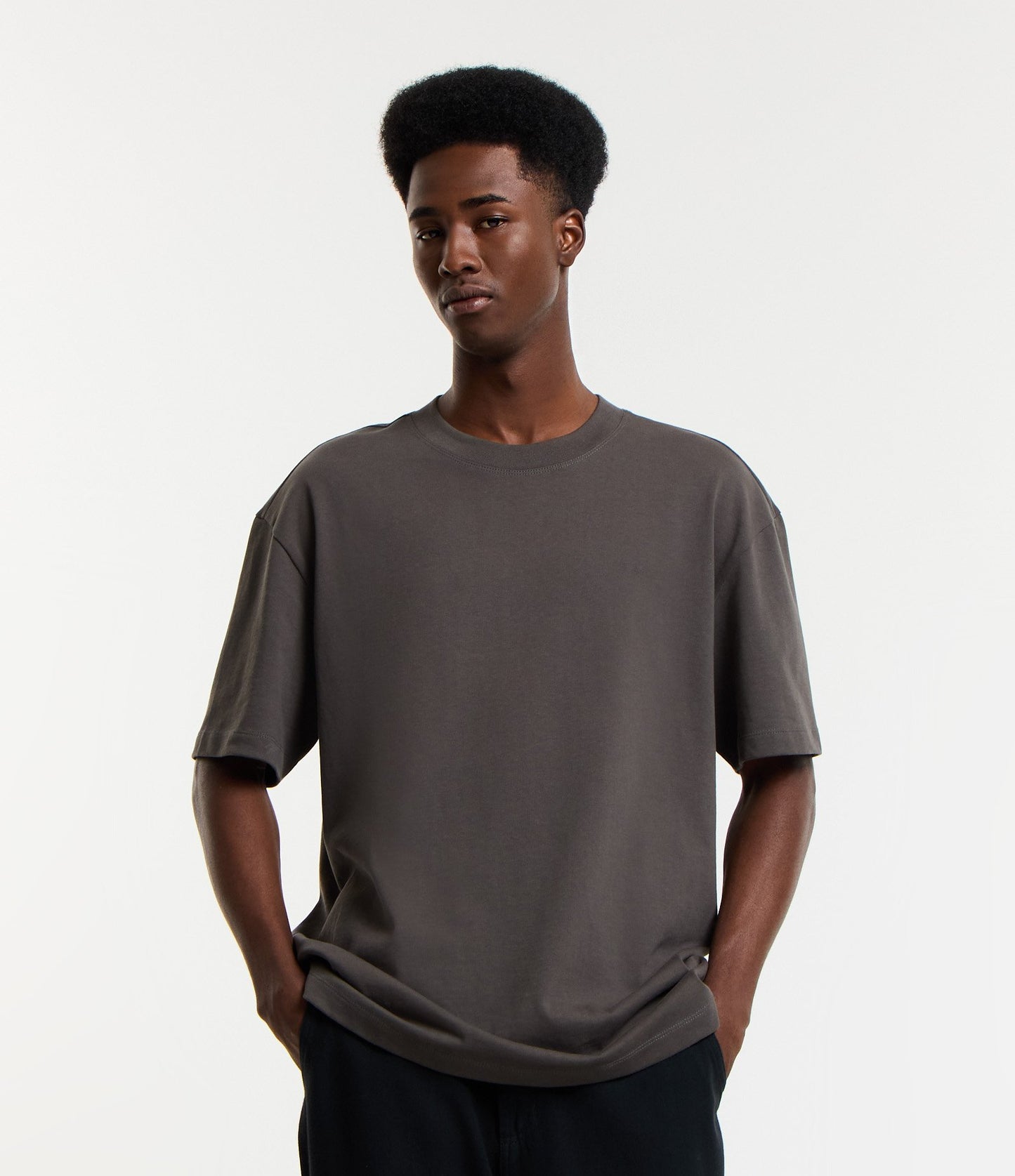 Gray Heavyweight Relaxed Fit T-Shirt in Half-Knit Fabric