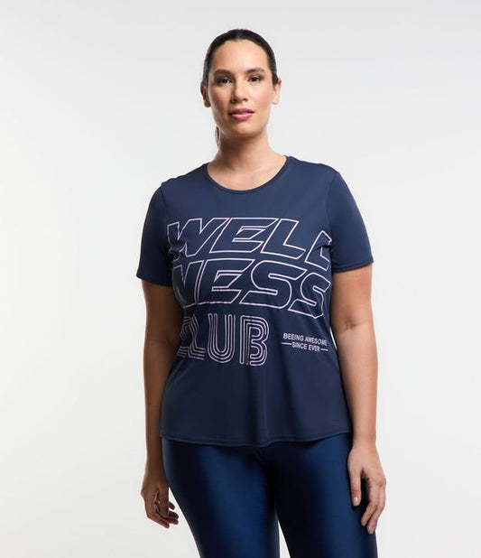 Camiseta esportiva azul estampada Curve & Plus Size