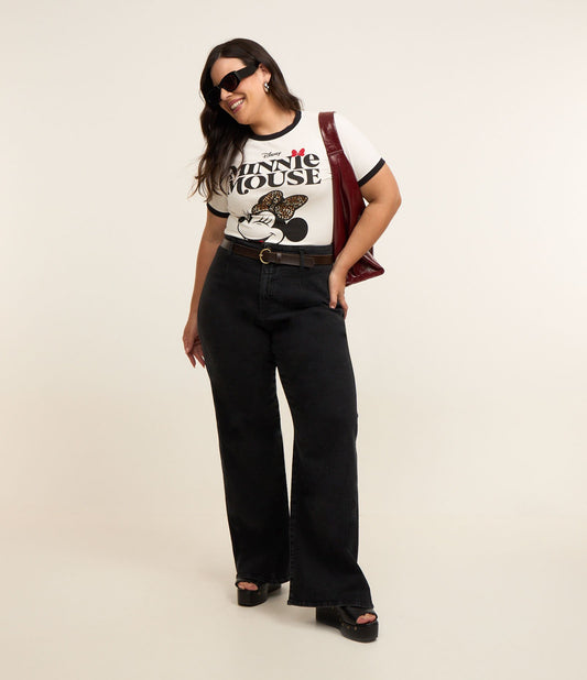 Jeans a gamba larga con cintura - Curve e taglie forti - Nero