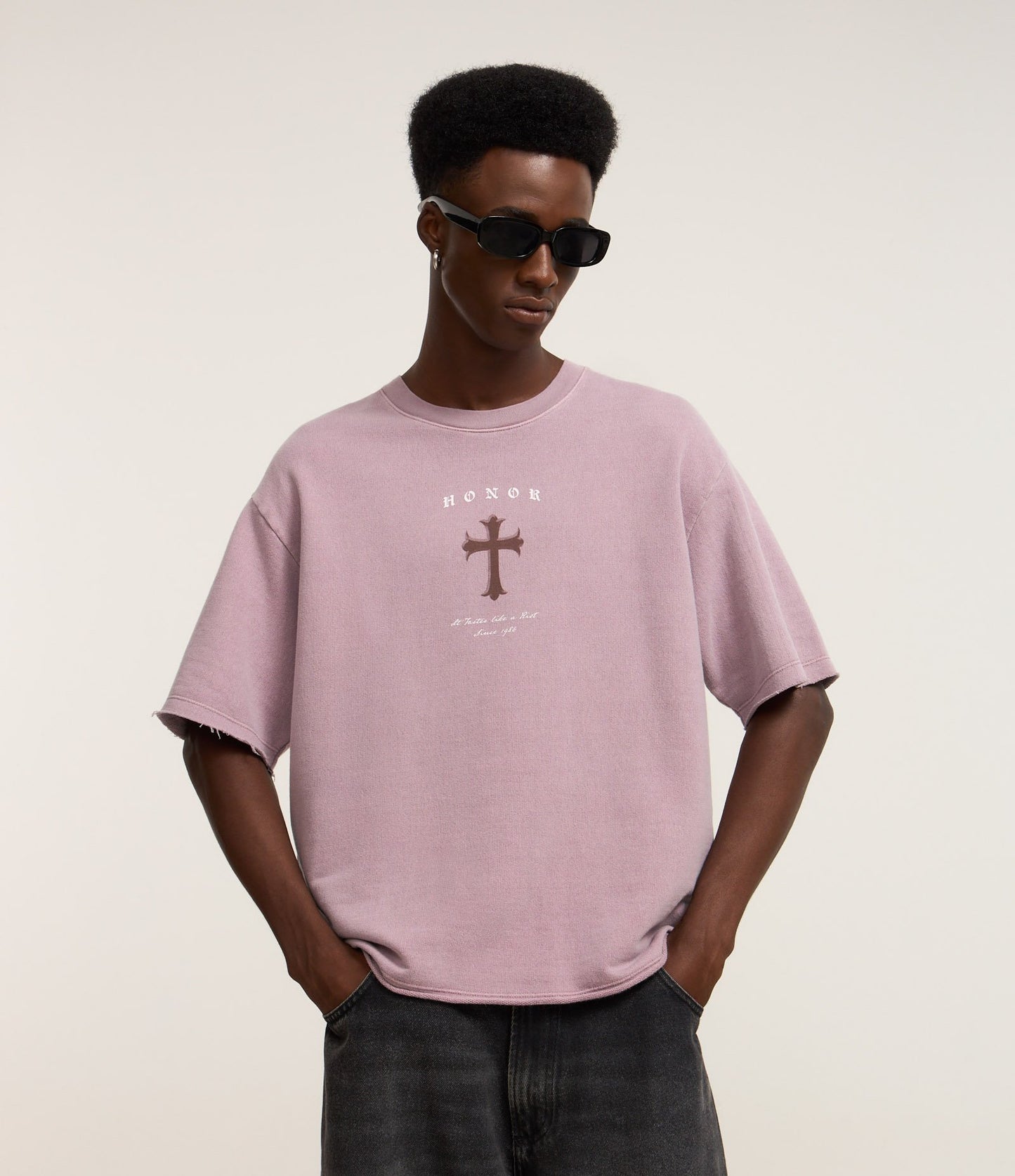 Sudadera con estampado cruzado lila