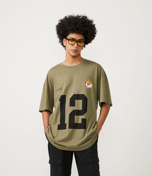 Maglietta in cotone con stampa tigre in verde 12