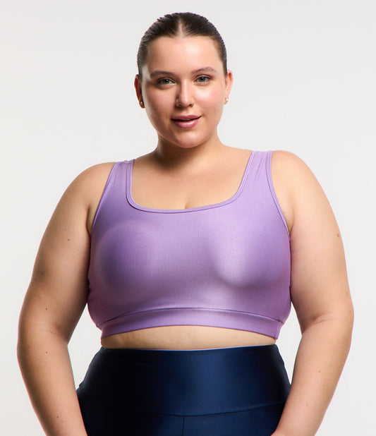 Regata esportiva com nervuras e alças retas - Curve & Plus Size Purple