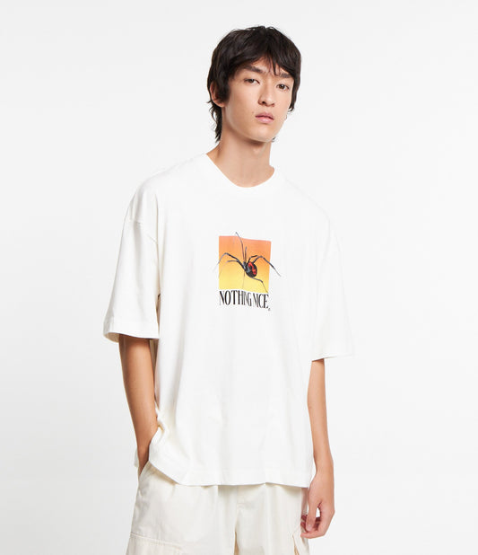 Camiseta Oversized de algodão branco com estampa "Nothing Nice