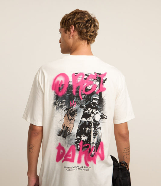 Maglietta rilassata in cotone con stampa "King of the Street" in bianco