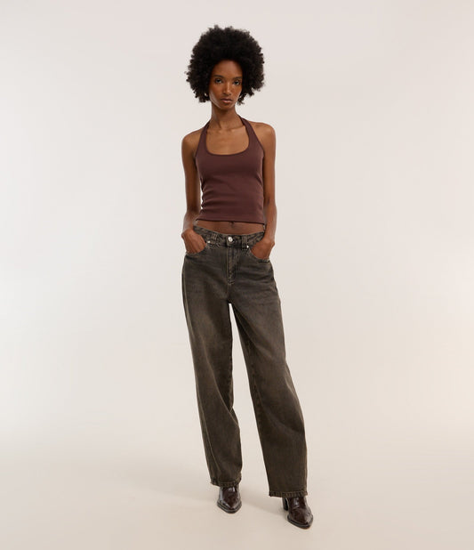 Jeans larghi con striscia laterale nera