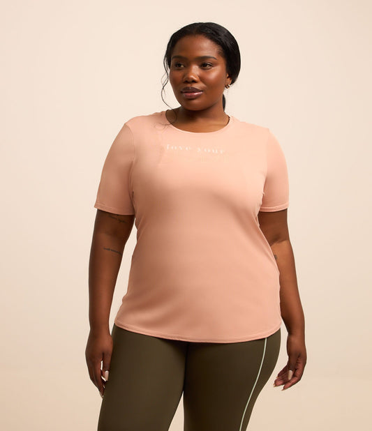 Maglietta sportiva estesa con tecnologia Dry Curve e taglie forti in rosa