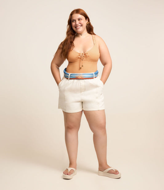 Pantaloncini bianchi Curve & Plus Size Sarja Clochard con tasche oblique