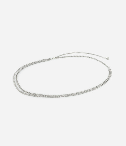 Cintura stretta con catena a doppia curva, taglie forti, argento