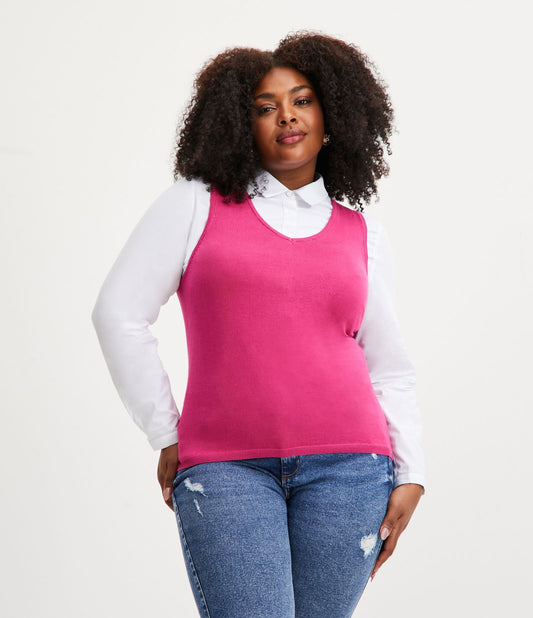 Canotta rosa con scollo a V - Curve e taglie forti