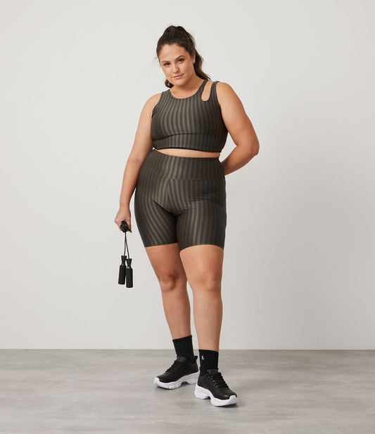 Culotte deportivo Curve & Plus Size Gris/Verde de poliamida con rayas