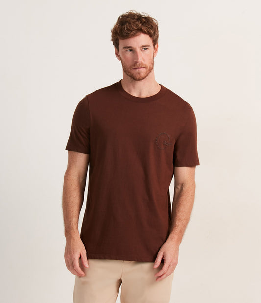 Camiseta regular com estampa de letras circulares marrons
