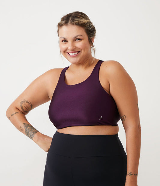 Top esportivo de poliamida de alta sustentação Curve & Plus Size Purple