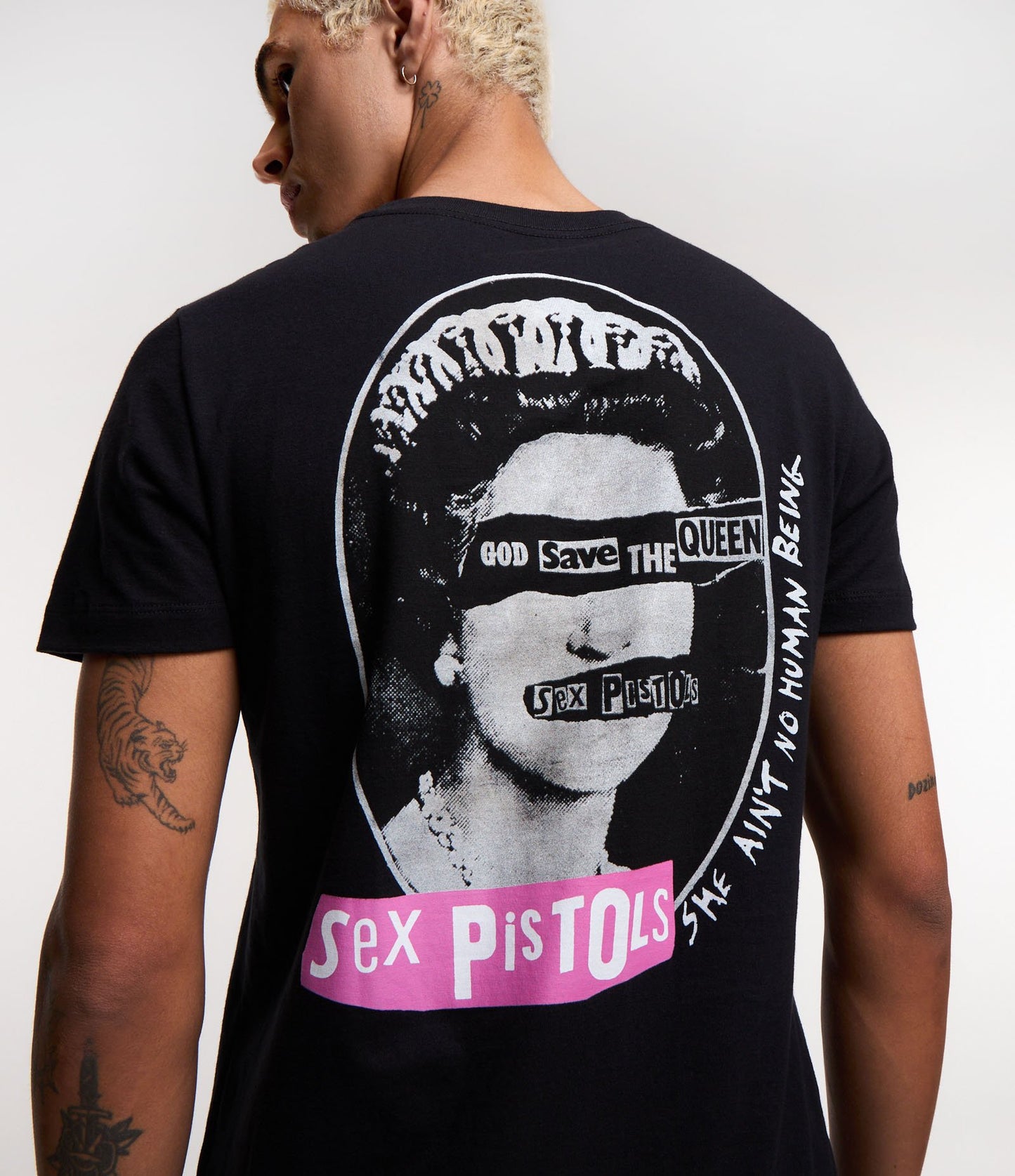 Black Cotton T-Shirt with Sex Pistols Print