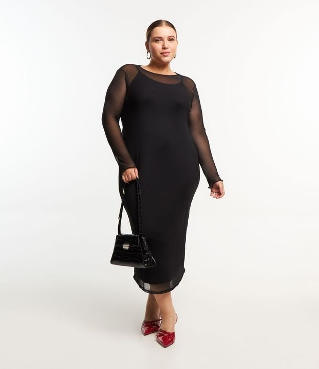 Vestido Midi Tul Negro - Curvas y Tallas Grandes