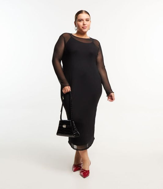 Vestido Midi Tul Negro - Curvas y Tallas Grandes