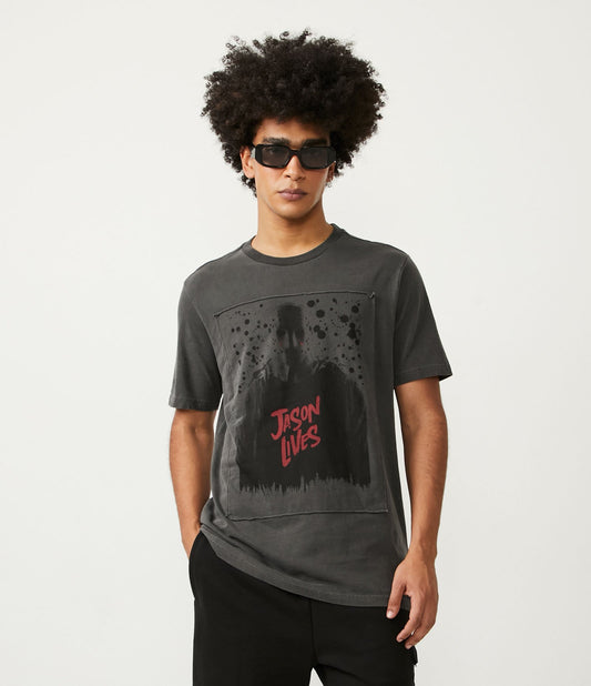 Maglietta grigia dal taglio regolare con stampa Jason
