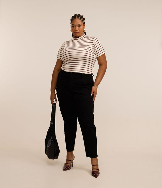Pantaloni Mom Fit Carpenter in denim nero con tasche - Curve e taglie forti