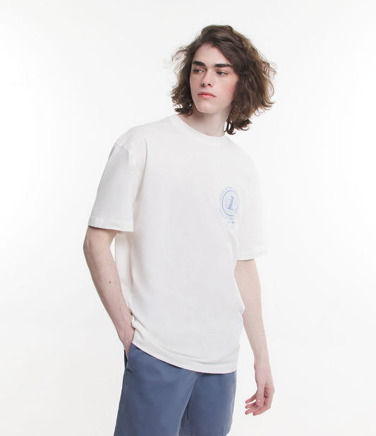 Camiseta Off-White Relaxed Fit em meia malha com estampa de tênis
