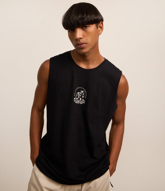 Camiseta de tirantes de algodón con estampado de osos negros