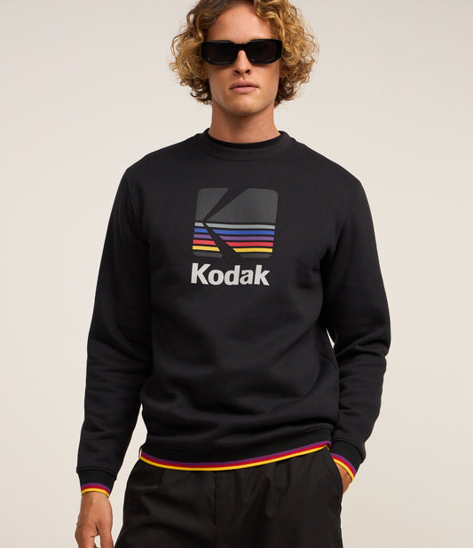 Giacca in cotone con stampa Kodak e strisce nere a contrasto