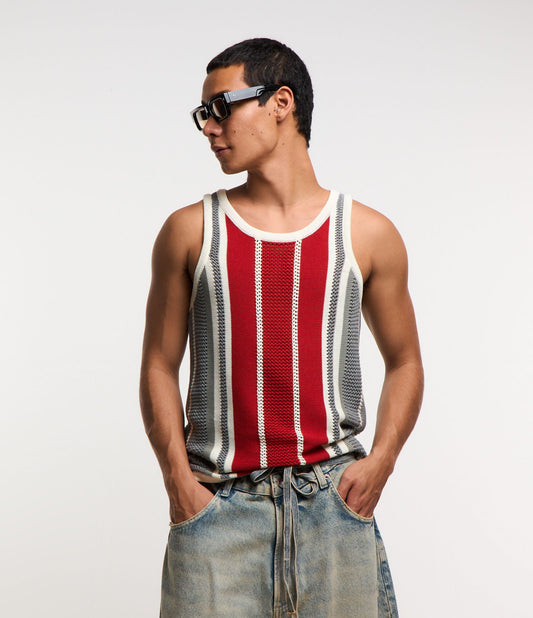 Canotta muscolare in maglia a righe arancione