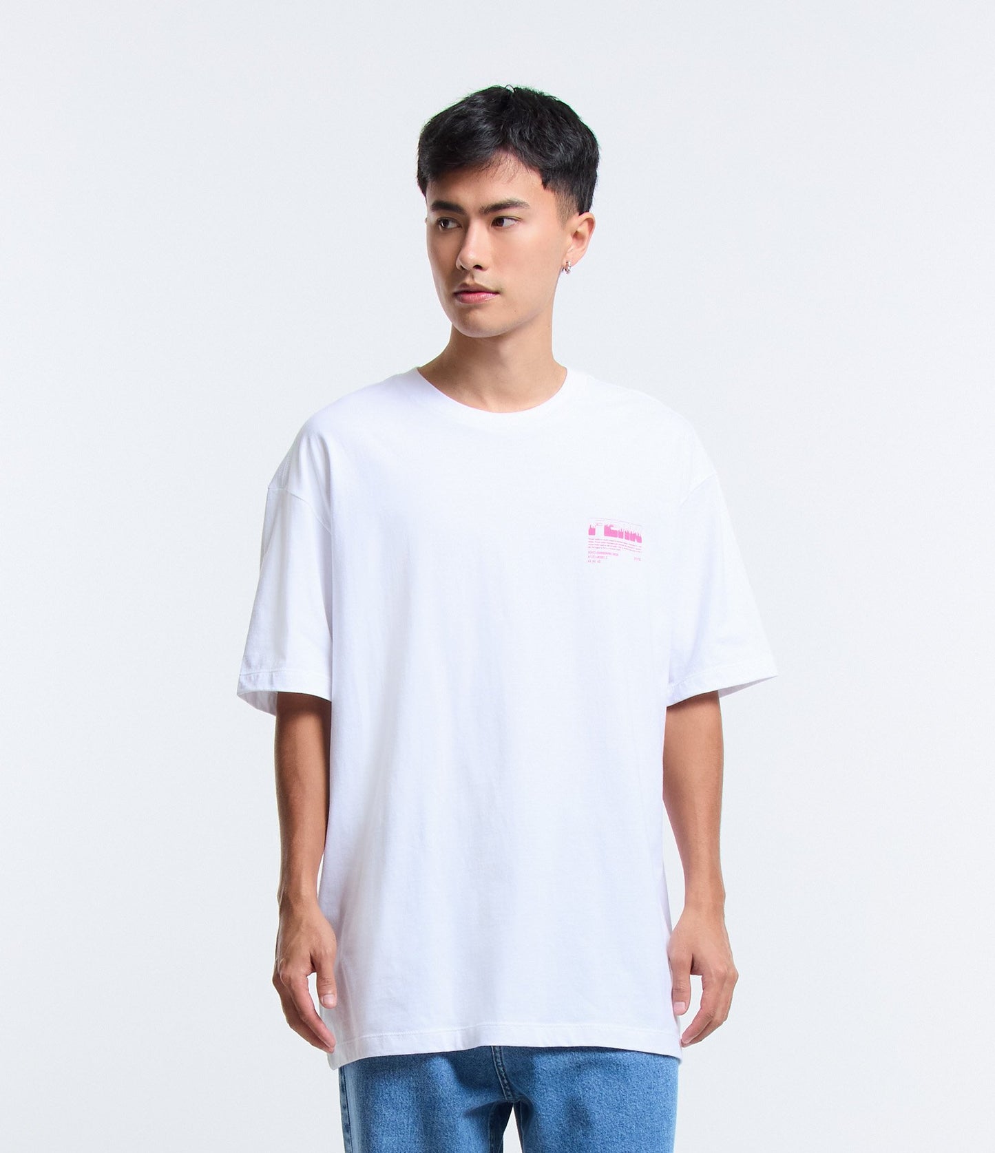 Relaxed Cotton T-Shirt with Cosmic Fear Print in White