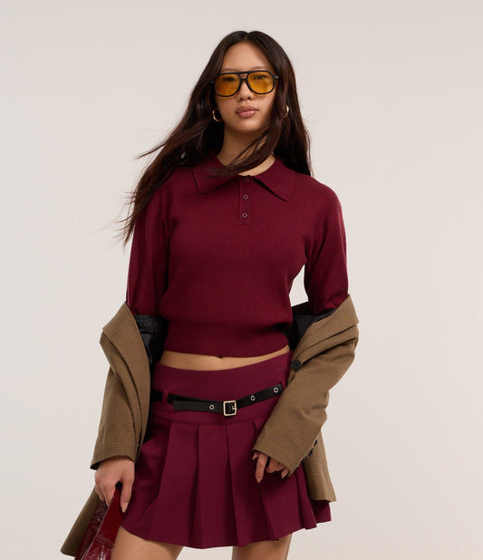 Maglione in maglia con colletto a polo e bottoni frontali