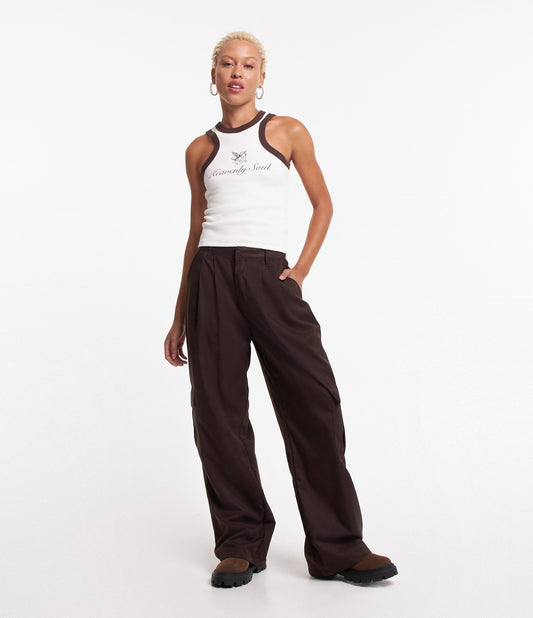 Brown Tailored Trousers with Cargo Pockets