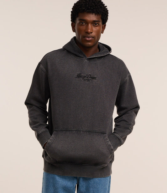 Sudadera relajada negra con diseño de letras bordadas