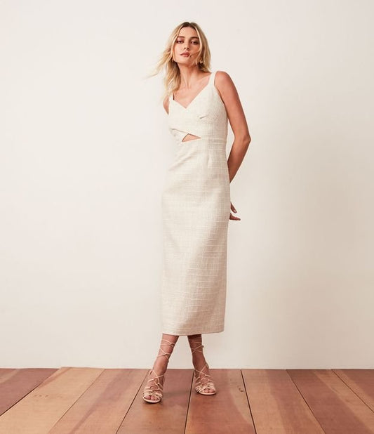 Midi dress in tweed di Off-White con dettaglio cut-out