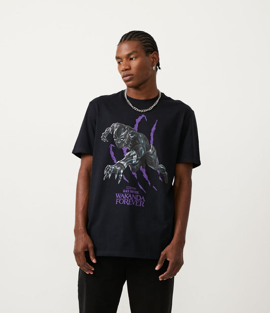 Maglietta con stampa Pantera Nera in morbido tessuto a maglia