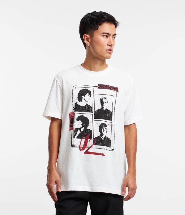 Comfort Cotton T-Shirt with U2 Print in White