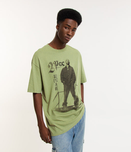Green Tupac Graphic Comfort T-Shirt