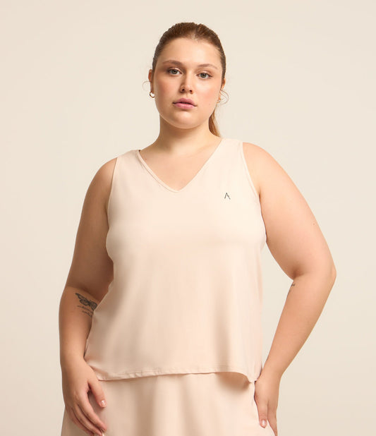 Canotta sportiva rosa chiaro Curve & Plus Size con ritaglio sulla schiena