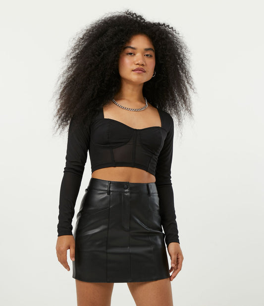 Camicetta nera in tulle con dettagli cut-out