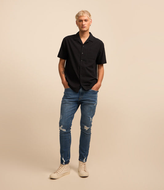 Jeans skinny medi blu invecchiati