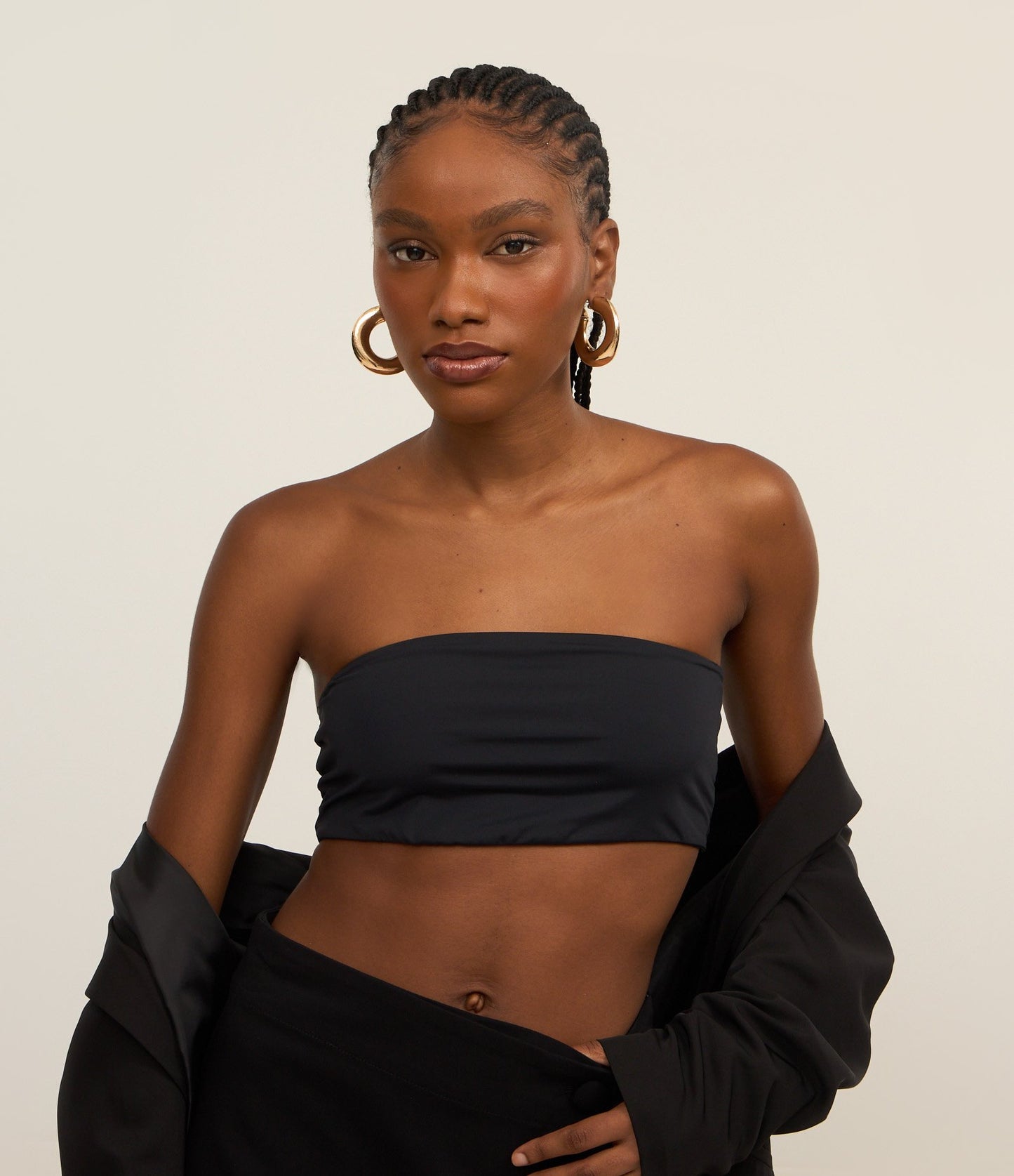 Top Super Cropped Preto em Poliamida